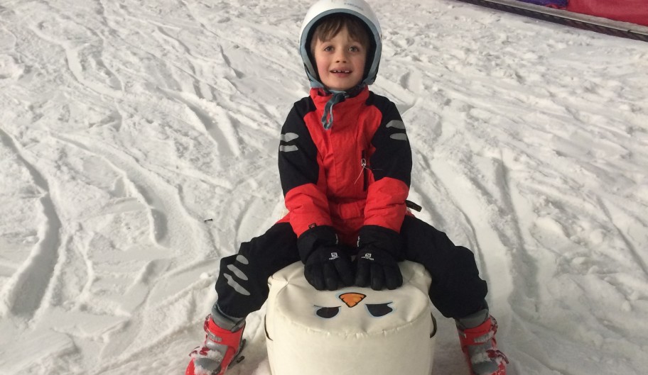 Autistic child on snow slope