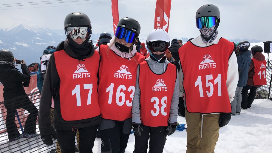 Group of winning snow sports athletes