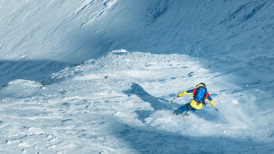 Expert skiing in a Switzerland resort
