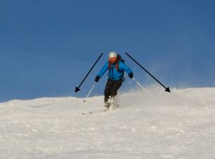 Pete Gillespie Level 4 Ski Instructor demonstrating pole plant