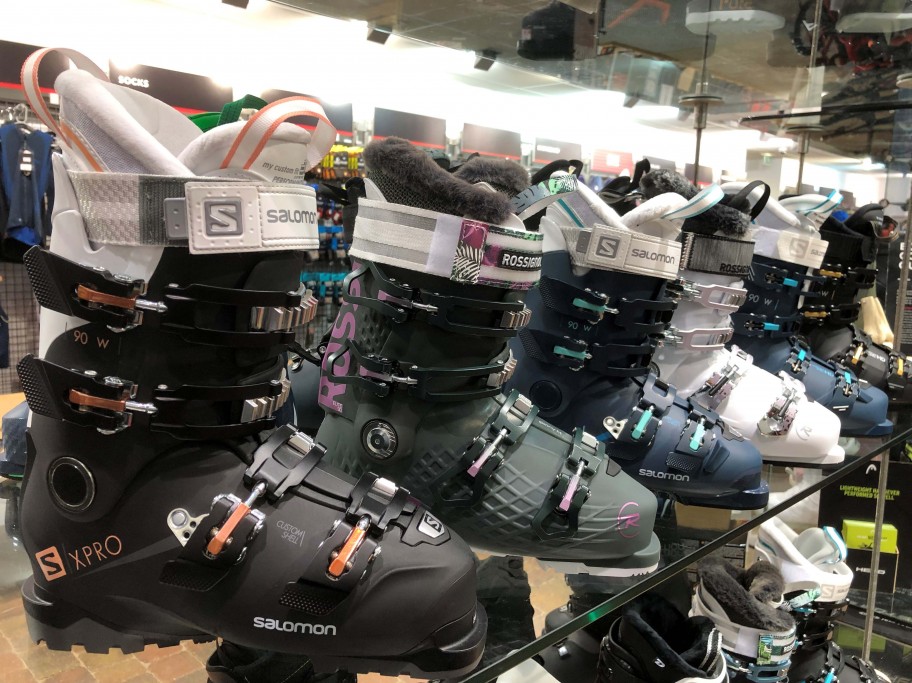 Ski boots on display