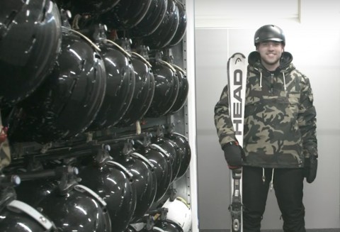 Person getting ready for the ski slopes